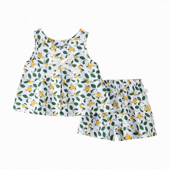TOWED22 Toddler Girls Outfits 2pcs Sweet Sleeveless Top and Shorts Lovely Sets Summer Clothes Baby Infant Tank Tee Cotton Clothing(Green,7-8 Y)