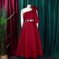 thumbnail image 4 of Cocktail Dress One Shoulder Women's Bow Cutout Ruched A-Line Party Guest Dresses, 4 of 8