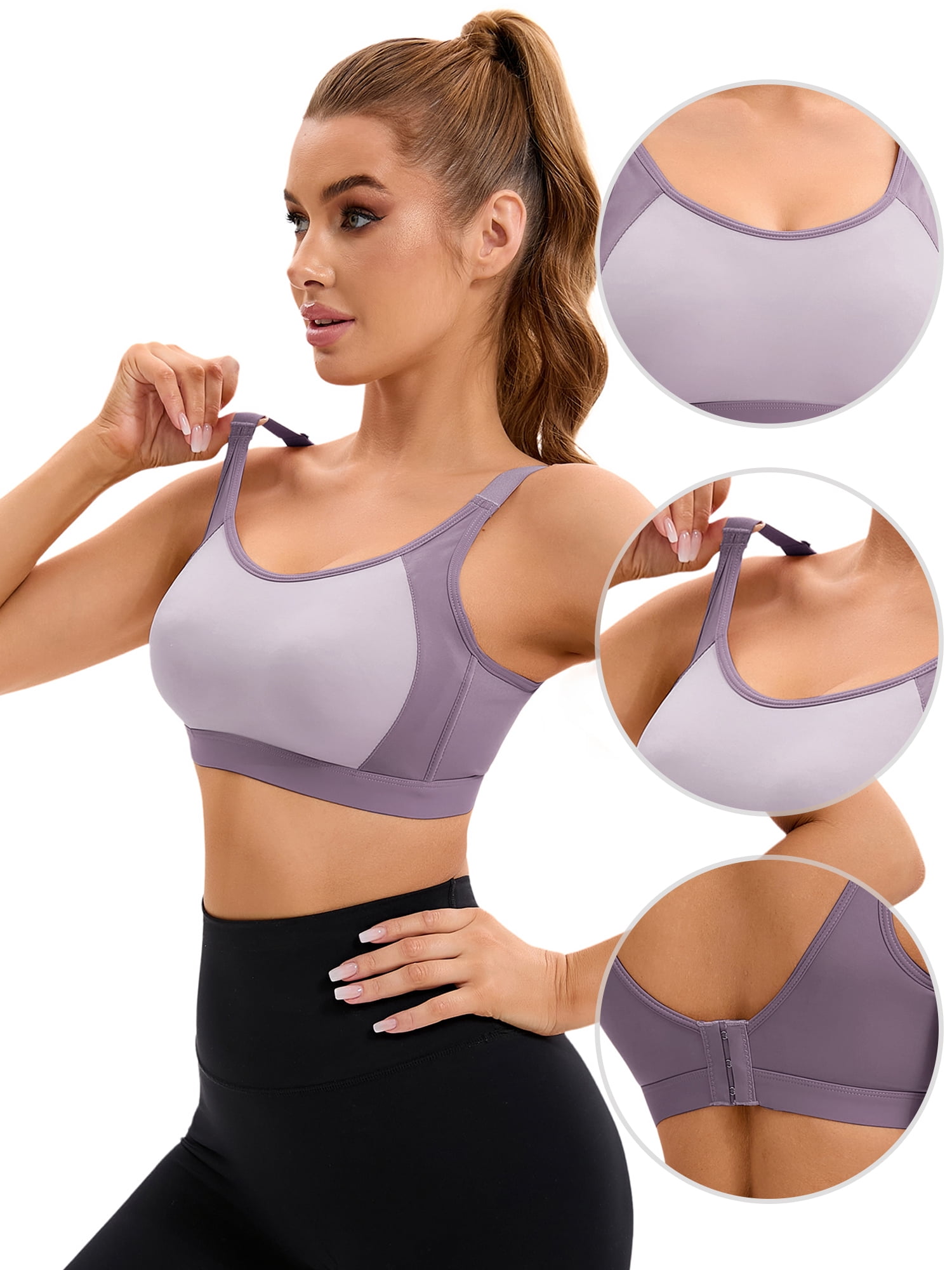 Unique Bargains Women's Adjustable Straps Bras Fixed Cup U Back Sports Bras M Purple