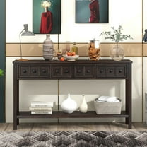Harper & Bright Designs Console Table for Entryway Hallway 60" Sofa Table with Storage Drawers and Bottom Shelf, Navy