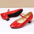 thumbnail image 4 of Miluxas Womens Latin Ballroom Dance Shoes Pointed-Toe Ankle Strap Soft Sole Dancing Heels Mary Jane Shoe Red 8.5(41), 4 of 9