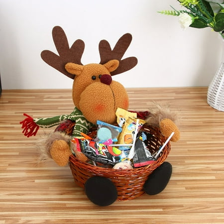 Huppin's Hot Sale Cute Creative Christmas Elk Candy Storage Basket Decoration Christmas Gift Home Festival
