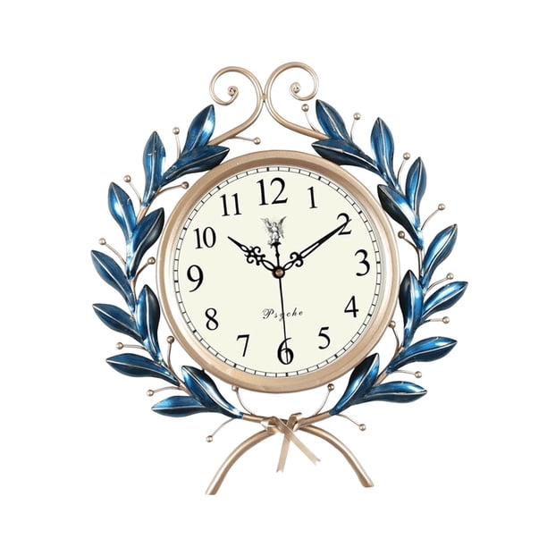 Reloj de pared moderno de metal, silencioso y decorativo para el hogar, restaurante o entrada. Azul