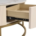 thumbnail image 7 of Coffee Table, 31.5 Inch Modern Side Table with 2 Storage Drawers, Circle Coffee Tables, Modern Side Table With Metal Legs And Marble Pattern Tabletop For Living Room, 7 of 7