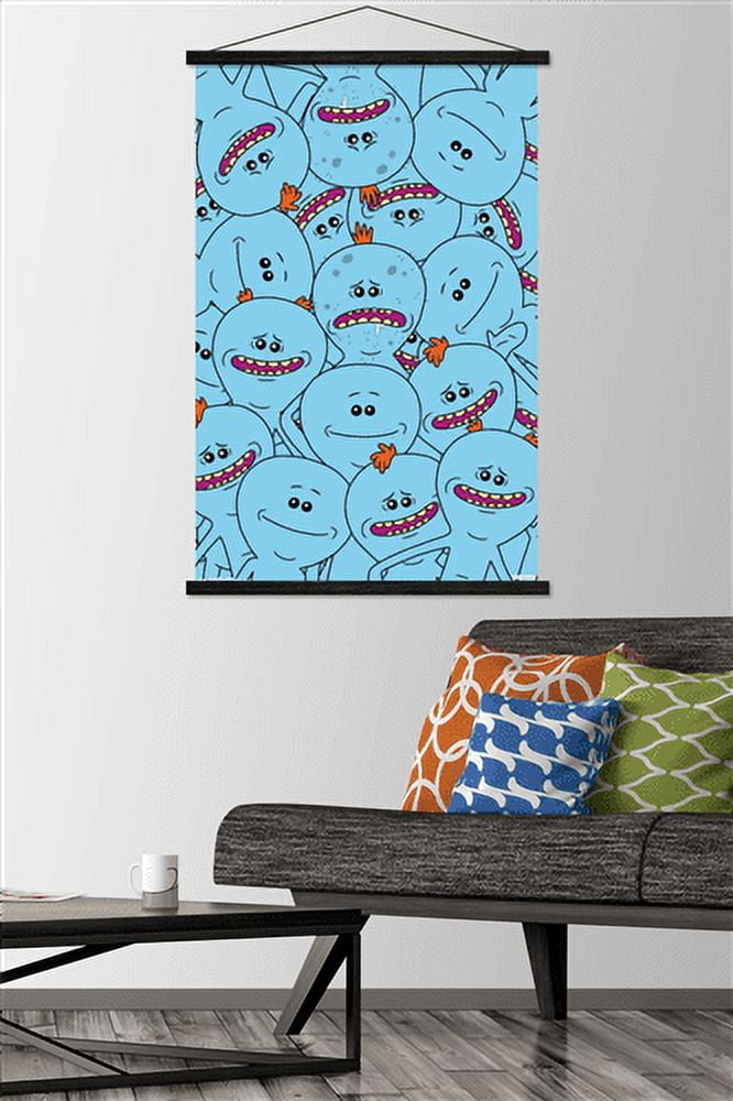 Rick And Morty - Mr. Meeseeks Wall Poster with Wooden Magnetic Frame, 22.375" x 34"