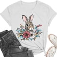 thumbnail image 4 of Mifsaly Short Sleeve T-Shirts Women Leopard Print Easter Bunny Floral Graphic Cotton tops Soft Breathable Relaxed Fit Casual Summer Tees S, 4 of 6
