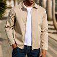 thumbnail image 2 of Men's Color Block Bomber Jacket Lightweight Varsity Coat Windproof Lapel Collar Loose Fit Casual Sports Top, 2 of 7