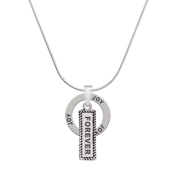 Delight Jewelry Silvertone Forever Joy Ring Charm Necklace, 18"