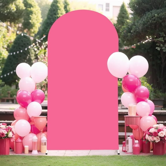 2.6X6FT Durable Fuchsia Spandex Arch Cover Ideal for Creating Stunning Wedding and Event Decorations