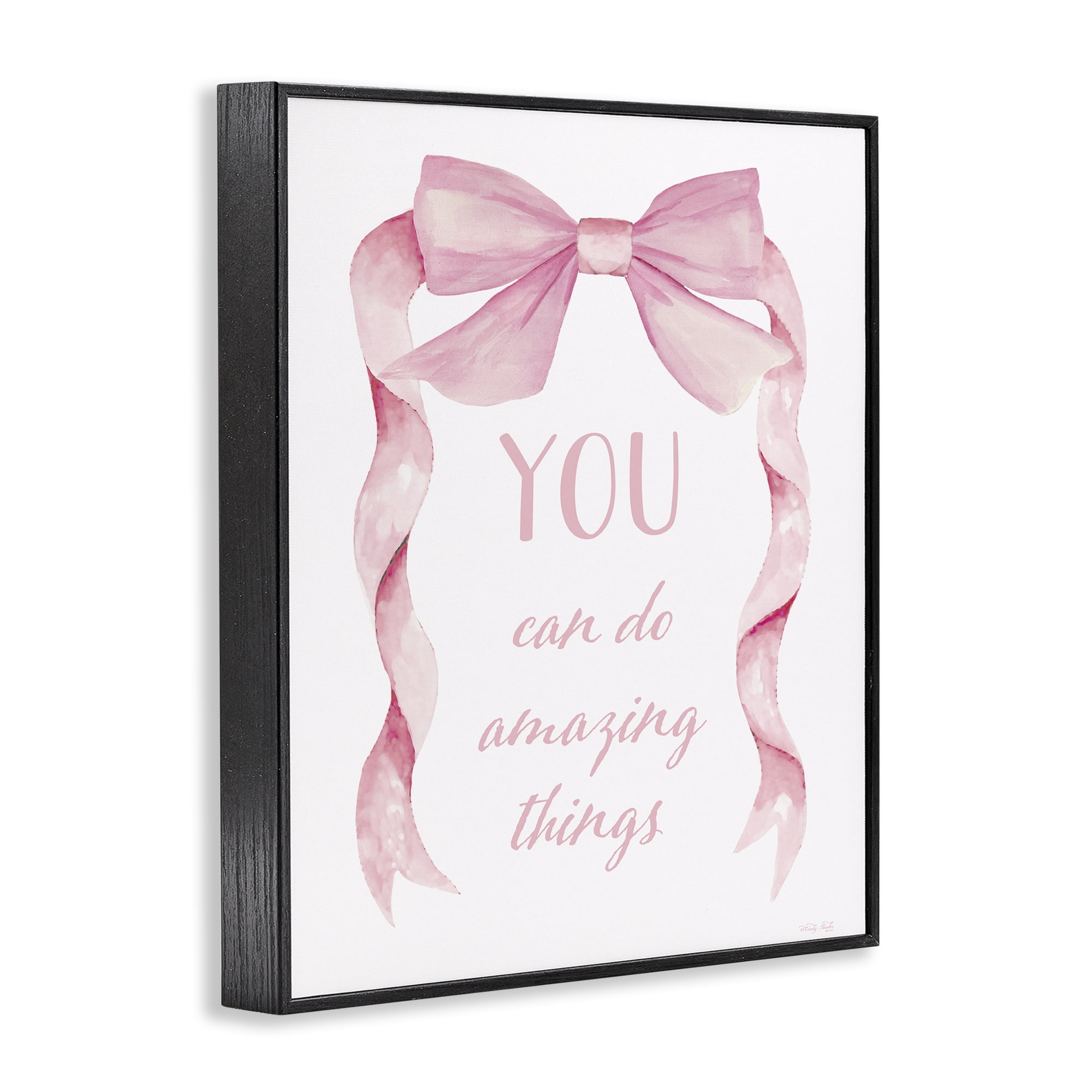 Stupell Industries Feminine Encouragement Ribbon Black Framed Giclee Art, design by Cindy Jacobs