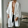 thumbnail image 3 of RYDCOT Men's Kimono Robe Jackets Long Cardigan Lightweight Casual Cotton Blends Long Sleeves Open Front Coat Outwear Japanese Style Bathrobes, 3 of 6