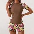 thumbnail image 4 of Qingpeng Women's Two Piece Swimsuit Rash Guard Short Sleeve Swim Shirts Swimsuit with Boyshorts, 4 of 5