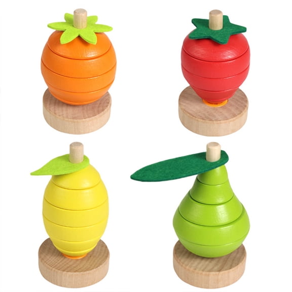 BUTOMKY 4PC Montessori Wooden Stacking Toys for Toddlers – Fine Motor Skills Educational Sensory Toy, Social Emotional Learning Tool for Kids Ages 18 Months
