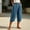 Light Blue, variant on Womens Capri Pants Casual Multi‑Color Elastic Waist Cotton Linen Wide Leg Pants Beige