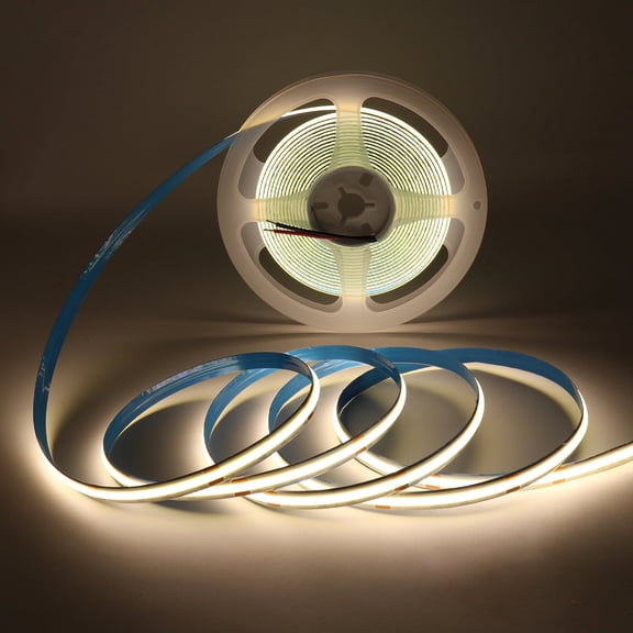 COB LED Strip Light 24V, 480 LEDs/m, 8mm Wide Dimmable LED Tape Ribbon, High CRI>90, 3000K Warm White, Indoor Lighting, DIY Decoration