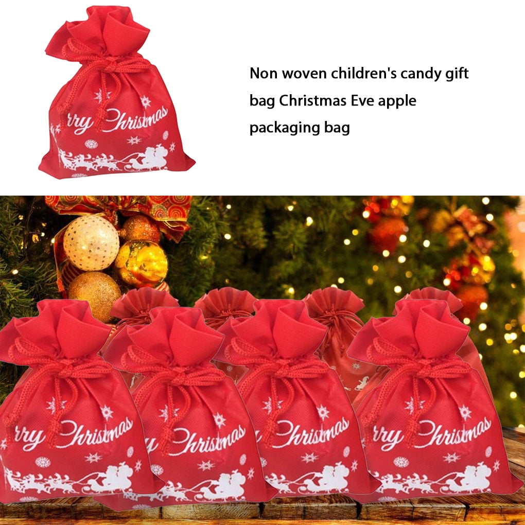 Maoww Christmas Eve Gift Bag with Drawstring Portable Party Favor