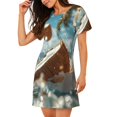 thumbnail image 2 of Gaeub Chemise de Nuit à Manches Courtes pour Femmes avec Imprimé Éclaboussures de Noix de Coco Fraîche, Pyjama Confortable et Ample, Robes de Nuit d'Été pour Femmes, 2 of 6