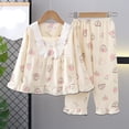 thumbnail image 4 of RMGVDSD Girls 2 Piece Summer Outfits Soft Cartoon Print Girls Pajamas Long Sleeve Pants Kids Sleepwear Comfortable Loungewear Clothes Sets 5-6 Years, 4 of 5