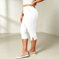 thumbnail image 6 of Szhihuiw Leggings for Women Plus Size Fashion Side Slit High Waisted Capri Pants Casual Womens Trousers with Pockets, 6 of 8