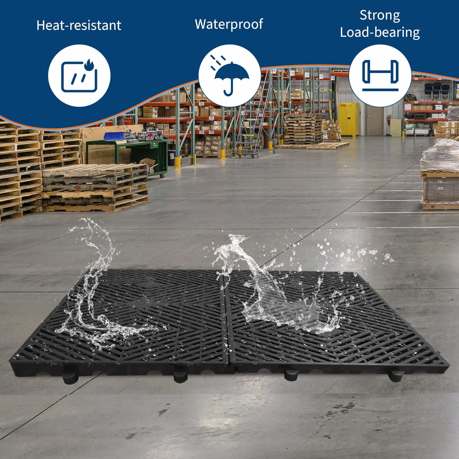 6 Pcs Plastic Pallet Lightweight Nestable Polyethylene Pallets - High-Density HDPE, Ventilation Grid Design, Easy to Install,for Basement Restaurant Kitchen Supermarket