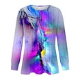 thumbnail image 4 of Fznquz Purple Womens Plus Size Tops Tunic Long Sleeve Crewneck T Shirt Fall Casual Tie Dye Womens Fashion, 4 of 5