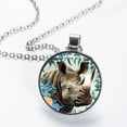 thumbnail image 2 of Rhinoceros Elegant Glass Circular Pendant Necklace for Women - Fashion Jewelry for Women's Necklaces, 2 of 5