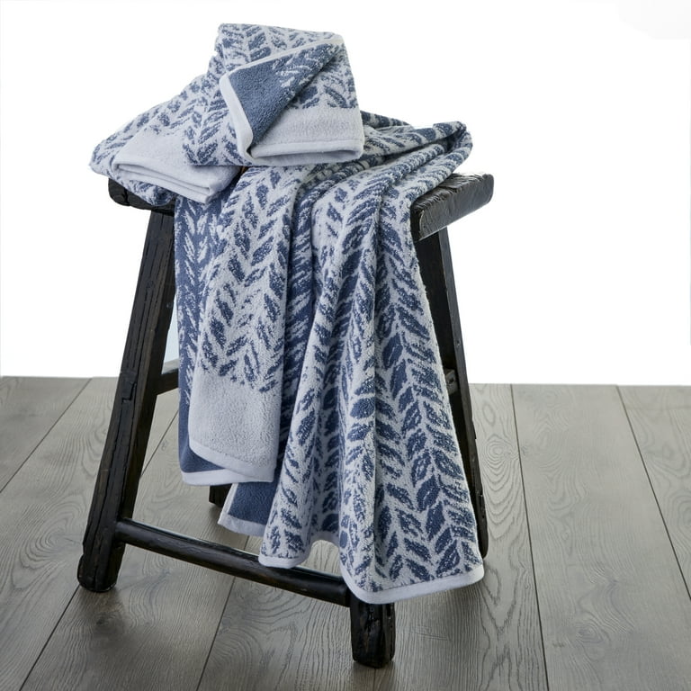 SKL Home Distressed Leaves 2 Piece Cotton Hand Towels, Denim SKL Home Distressed Leaves 2 Piece Cotton Hand Towels, Denim