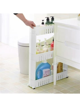 Easyfashion 3-Tier Slim Mobile Pull-out Shelving Unit for Bathroom or Kitchen Storage