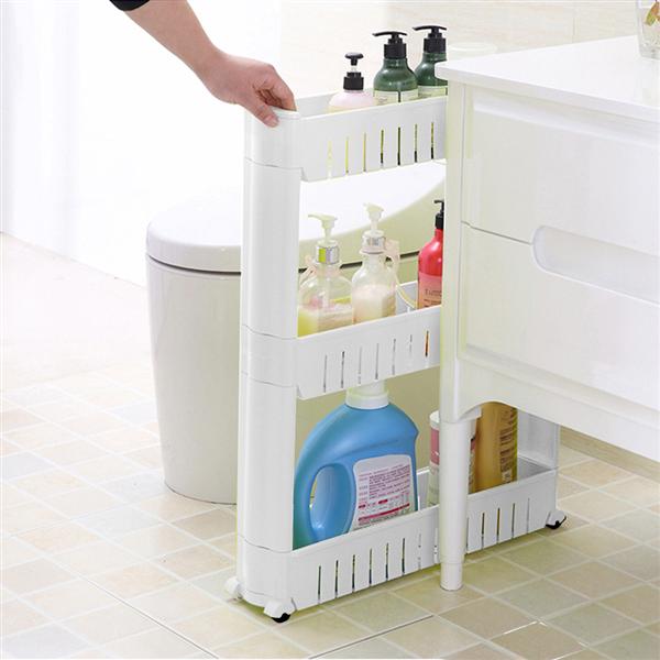 New Version Kitchen Bathroom Slim Storage Cart- 3 Tier Narrow Space Organizer on Wheels- Slide Out Shelving Rack for Laundry Room 1 White Pantry /& More by Lavish Home