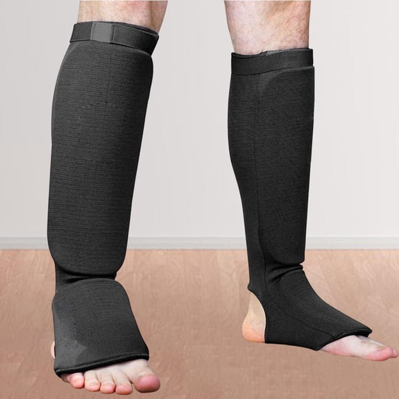 Hombres Shin Instep Guards Cloth Protector Accesorios Suministros Protección de entrenamiento Elástico Casua par para Taekwondo Gym Muay Thai MMA Negro Macarena Espinilleras para empeine