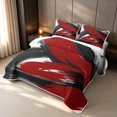 thumbnail image 3 of Erosebridal Modern Abstract Artwork Twin Quilt Set, Black Red Stripes Twin Coverlet Set, Gray Reversible 2pcs 1 Bedspread and 1 Pillowcase, 3 of 7
