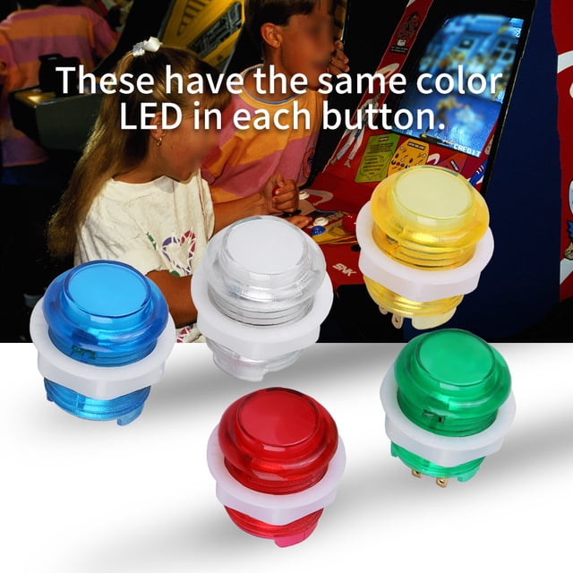 Domqga 5PC/set LED Illuminated Push Button with Microswitch for Arcade Game , LED Push Button, Arcade Game parts