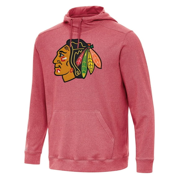 Men's Antigua Heather Red Chicago Blackhawks Cloud Pullover Hoodie