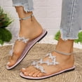 thumbnail image 4 of ZZwxWA Flat Sandals for Women Dressy Summer Beach Sandals Slip On Comfortable Sandals Cute Ankle Strap Rhinestone Sandals Vacation Casual Wedding Party Shoes, 4 of 7