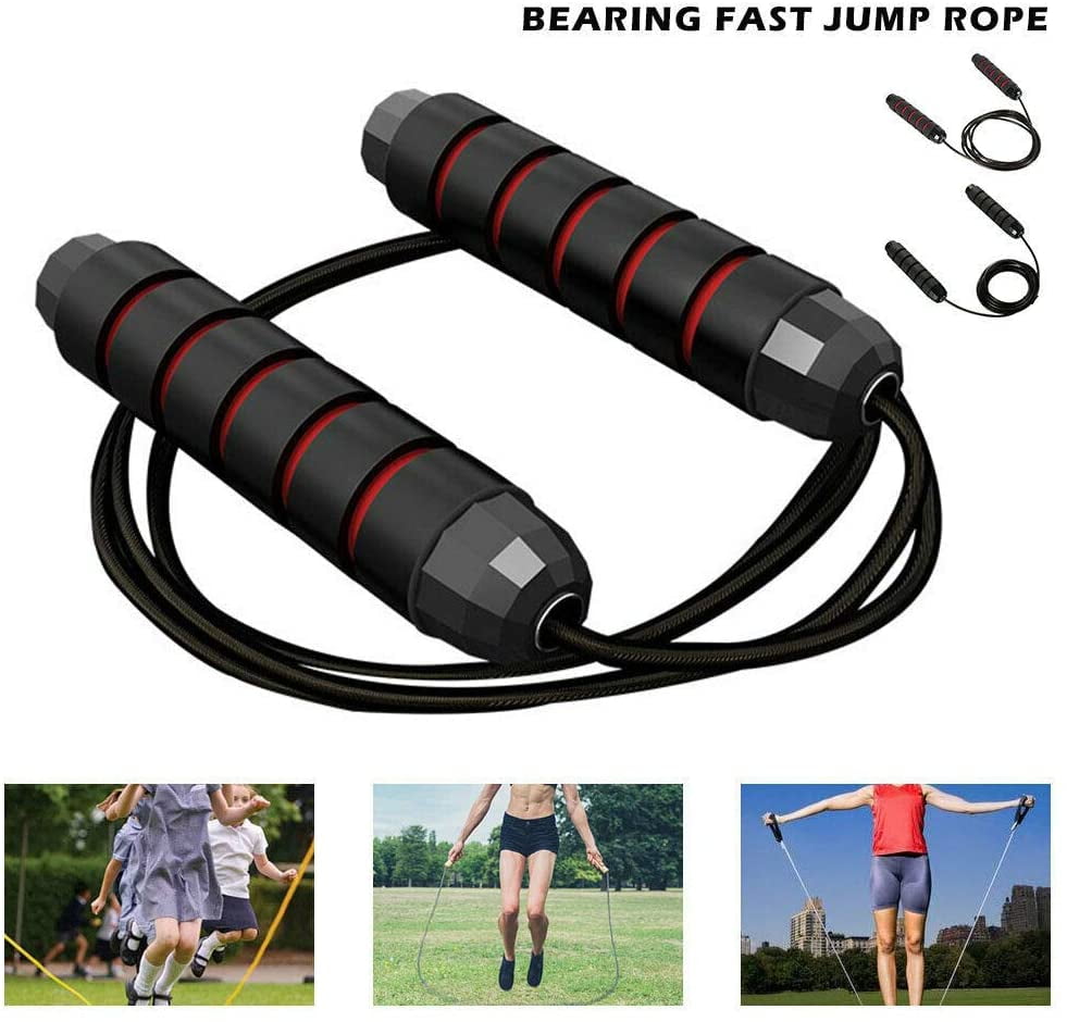 Soft Foam Skipping Rope 2 Pack Jump Rope Adult Tangle-Free with Ball Bearings 