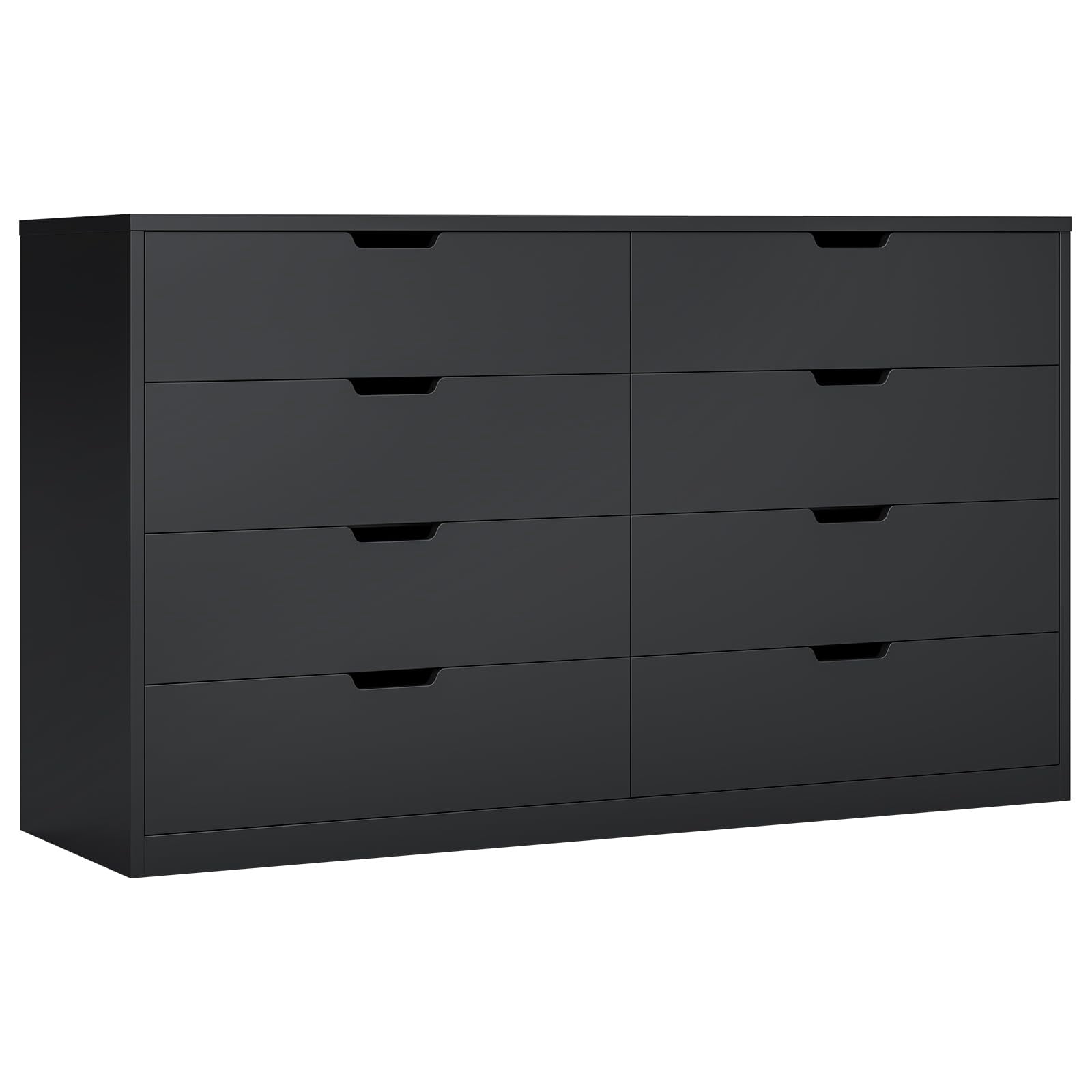 Afuhokles Wood Dresser 8 Drawer Double Tier Dresser, Modern Wood Chest of Drawer for Living Room, Bedroom, Black