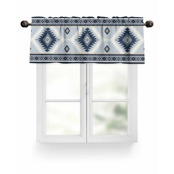 Retro Bohemian Geometric Pattern Curtain Valances,Southwest Ethnic Wind Small Window Treatment for Kitchen Living Room Bathroom,42" x 18"