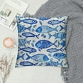 thumbnail image 2 of Nawypu  Blue Pillow Cushion Cover Pack of , Fish Sea Animal with Ottoman Ornate Mosaic Hand Drawn Style Marine Artwork, Decorative Square Accent Pillow Case,, 2 of 5