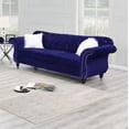 thumbnail image 2 of Majestic Look 2pcs Sofa set Indigo Velvet Fabric Luxurious Rolled Arms Sofa and Loveseat Living Room Furniture Couch Plush Cushions, 2 of 7