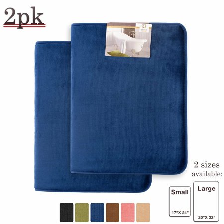 PACK OF 2: Luxurious Bath Mat Memory Foam Filled Non-Slip Absorbent Bathroom Rug