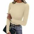 thumbnail image 7 of Nmnitkp Women's Turtleneck Long Sleeve Shirts Thermal Underwear Tops Basic Slim Fit Fall Fashion Lightweight Top Beige M, 7 of 7