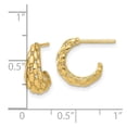 thumbnail image 2 of 14k Solid Yellow Gold Polished and Textured J-hoop Post Earrings 13x12.5mm Wide 5.3mm Thick Hoop Earring for Women, 2 of 2