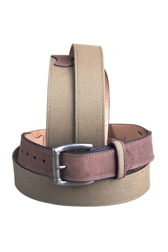 34" G Bar D 1.5" Wide Canvas Crazyhorse Leather Stitched Mens Cowboy Belt Brown