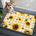 thumbnail image 3 of 2x3 Ft Entryway Area Rug, Yellow Sunflower Kitchen Rug Runner Washable Floor Mat, Vintage Country Bee Plaid Ginger Check Non Slip Indoor Door Mat Throw Carpet for Bathroom Living Room Bedroom, 3 of 8