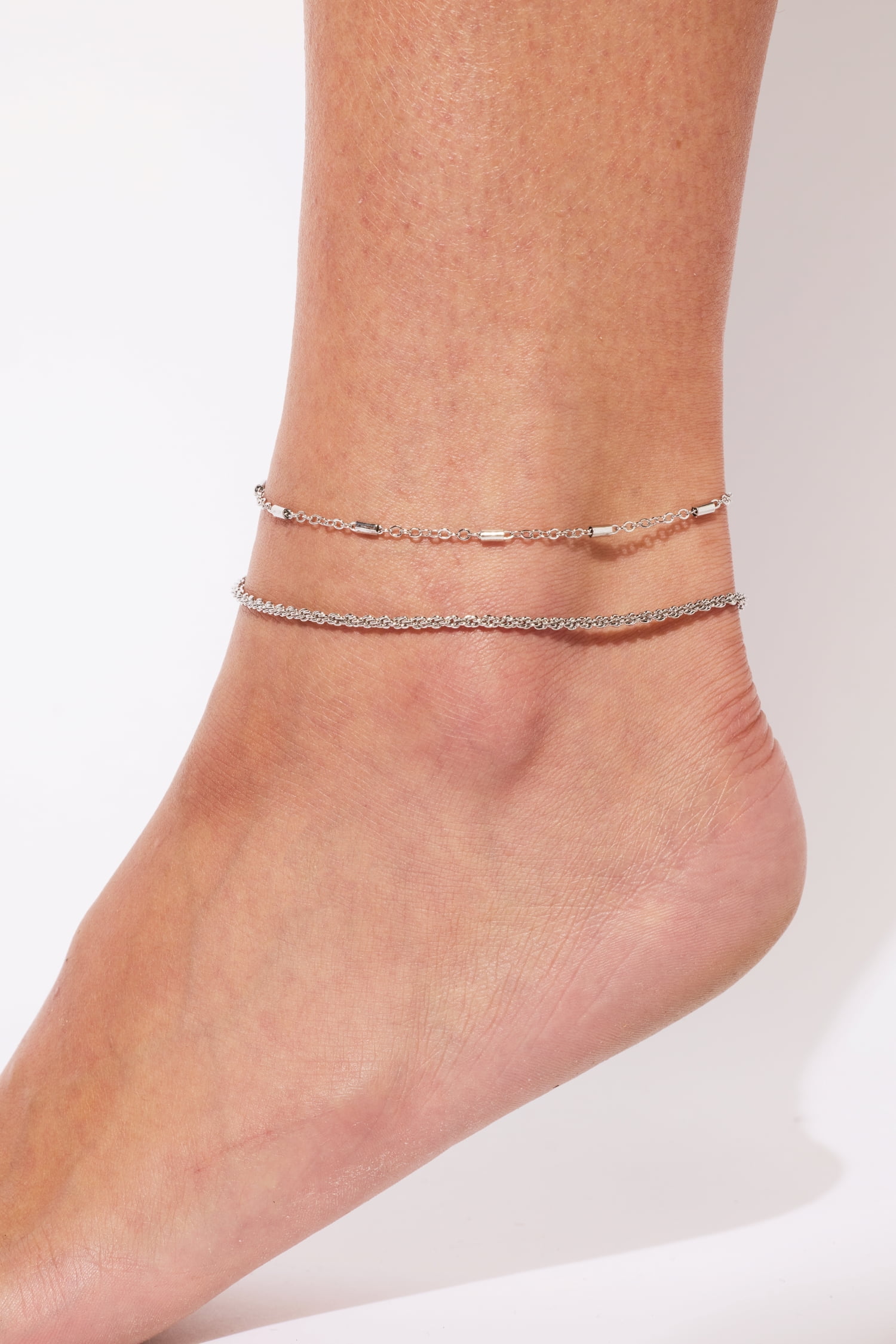 Bella by Thorne Multi Dainty Adult Anklet Pack, Silver