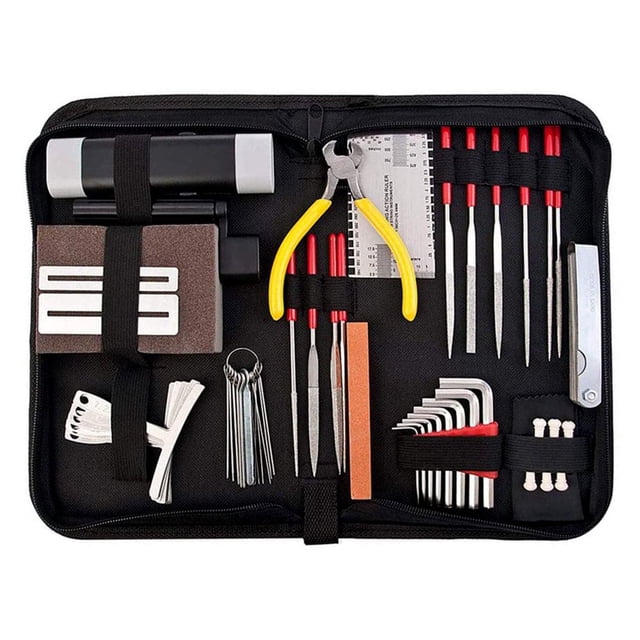 57 PCS Guitar Tool Kit with Carry Bag Maintenance Tools String Action Ruler Luthier File Guitar Pins for Guitar Ukulele Bass Banjo String Instrument Accessories Music Lover Gift Choic