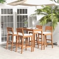 thumbnail image 2 of Costway 5 PCS Patio Eucalyptus Wood Bar Set Bar Height Dining Table & 4 Cushioned Chairs, 2 of 9