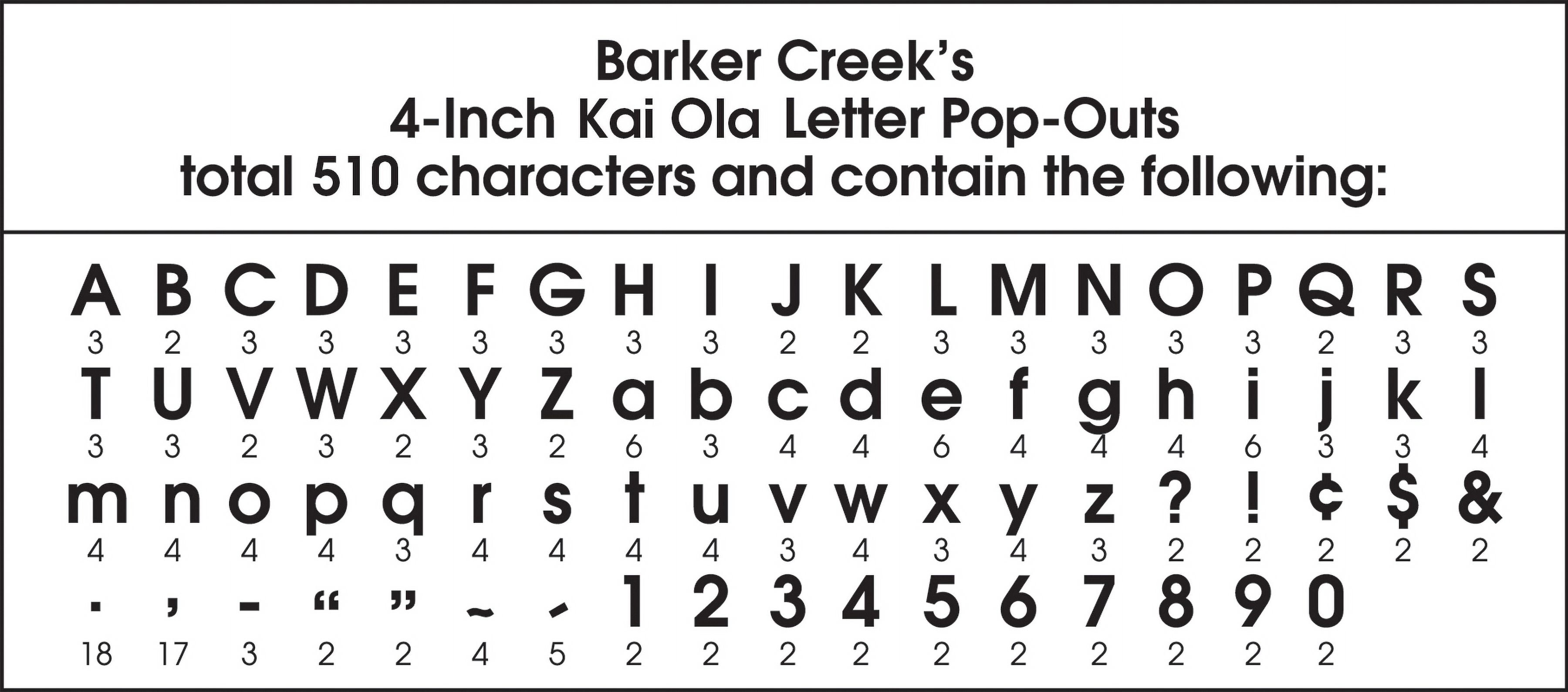 Barker Creek 4" Letter Pop-Outs 2-Pack, Kai Ola, Jazz Up Your Bulletin Boards with These Colorful Letters, 510 Upper and Lowercase Letters, Numbers & Punctuation Marks, 4" (3647)