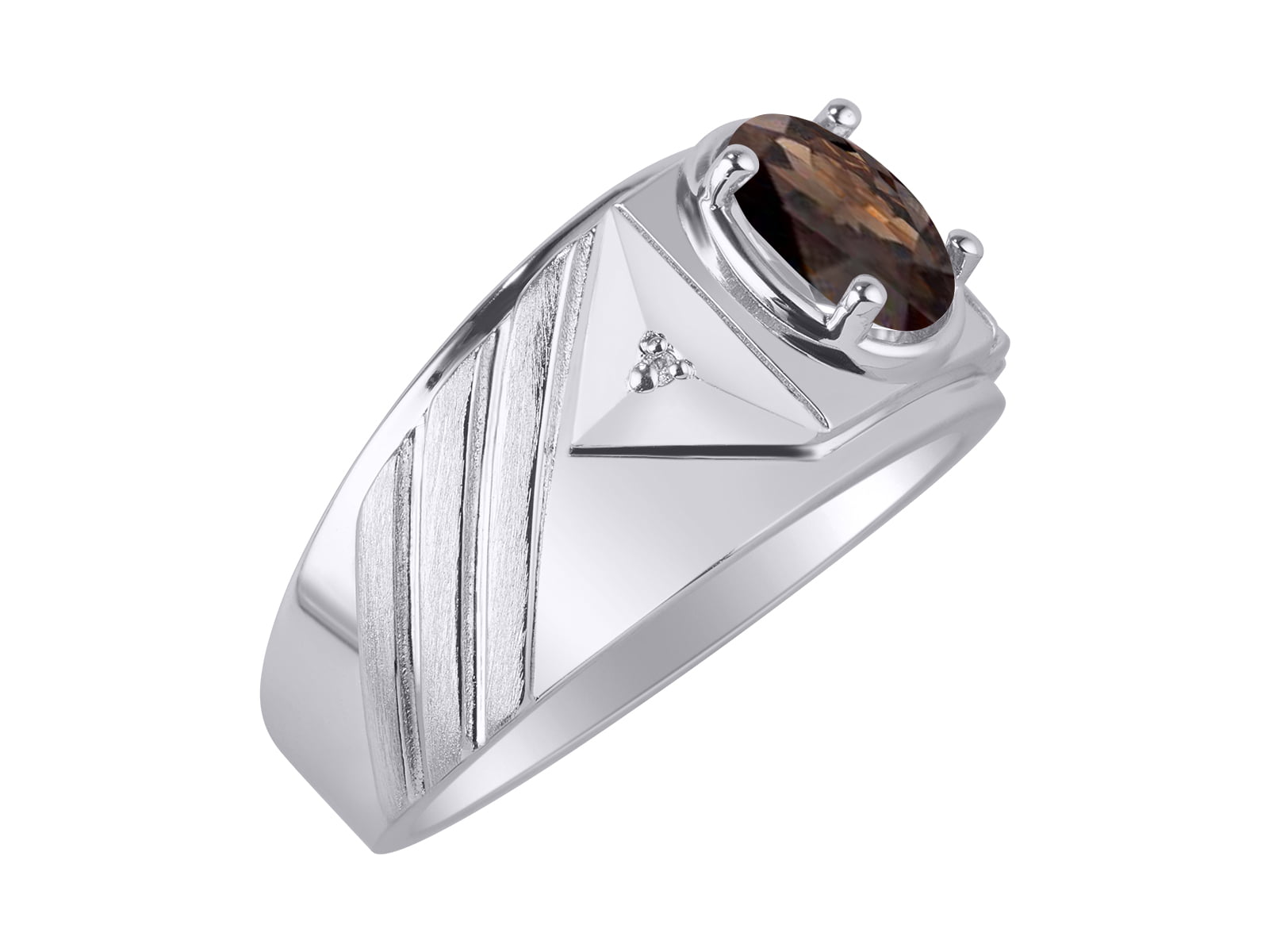 Men's Silver Band Ring With Pyramid Design - Atolyestone