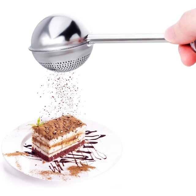 Varilla para espolvorear azúcar, espolvoreador vibratorio para harina, azúcar glas y especias, colador de azúcar de panadería, mango de resorte manejo con una sola mano Ormromra WRMH-1325